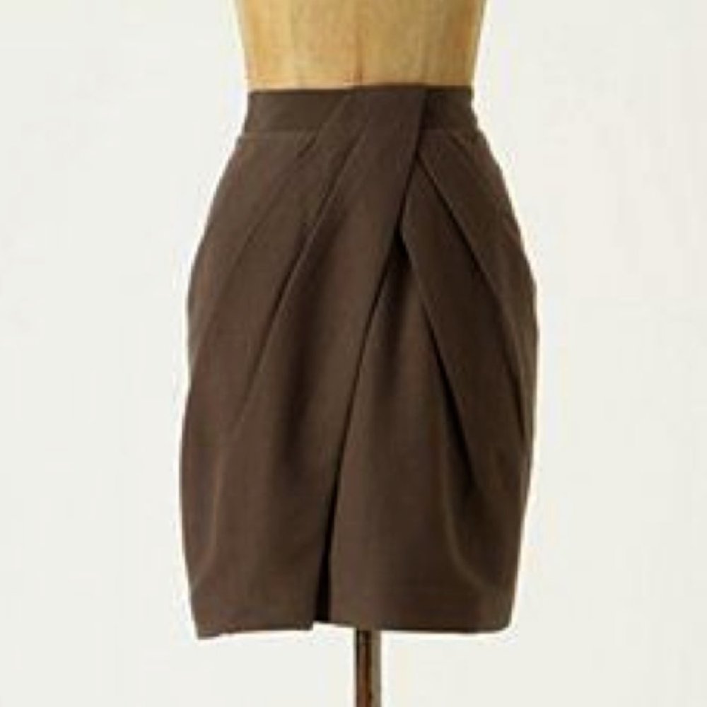 NWT Anthropologie Brown Fei Washi Wrap Skirt in Size 6